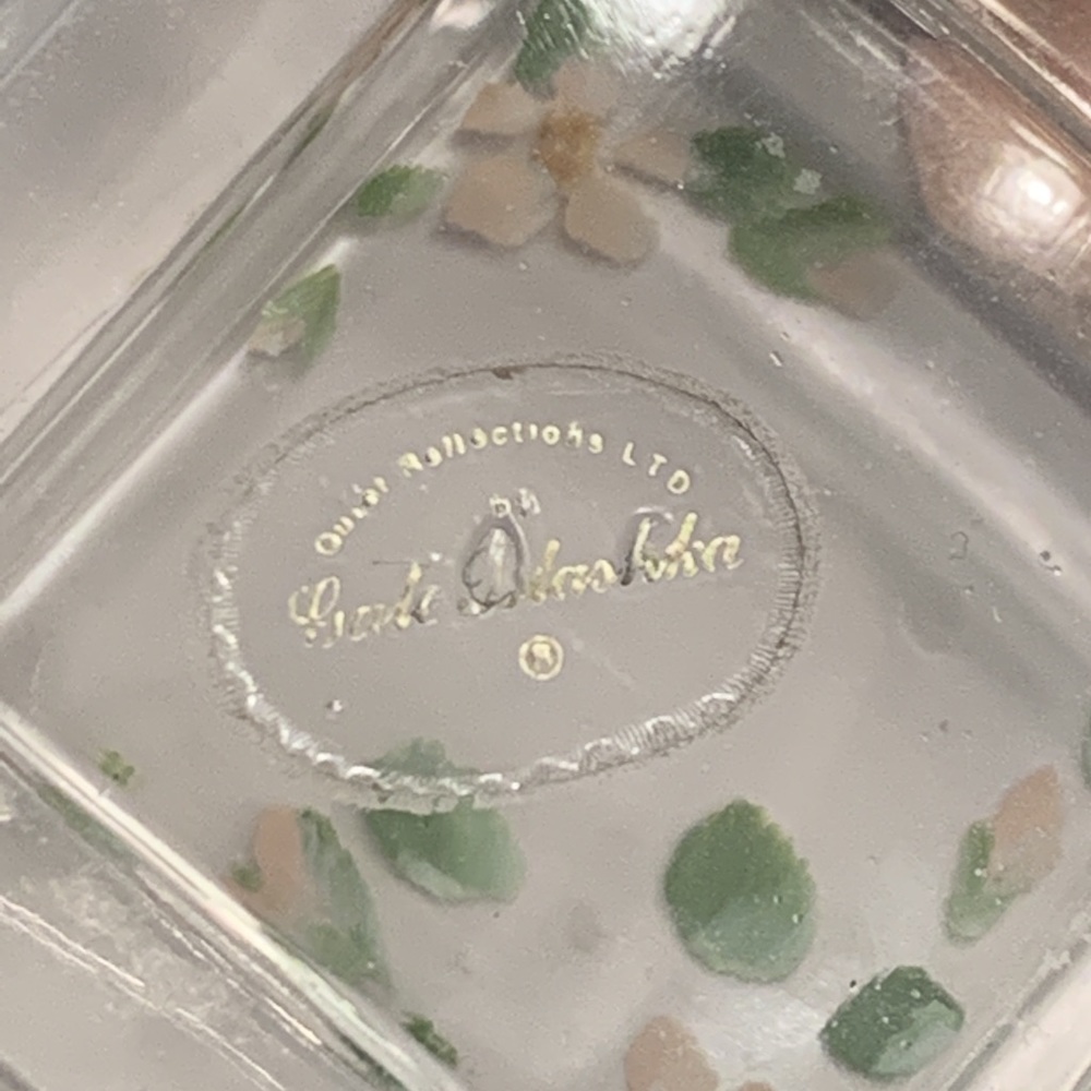 Hand painted peach flowers perfume bottle by Gale Blashka Guilt Reflections - Picture 7 of 12
